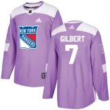 Men's Adidas New York Rangers #7 Rod Gilbert Authentic Purple Fights Cancer Practice NHL Jersey