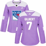 Women's Adidas New York Rangers #7 Rod Gilbert Authentic Purple Fights Cancer Practice NHL Jersey