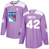 Men's Adidas New York Rangers #42 Brendan Smith Authentic Purple Fights Cancer Practice NHL Jersey