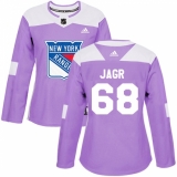 Women's Adidas New York Rangers #68 Jaromir Jagr Authentic Purple Fights Cancer Practice NHL Jersey