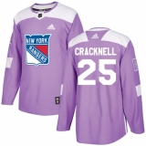 Men's Adidas New York Rangers #25 Adam Cracknell Authentic Purple Fights Cancer Practice NHL Jersey