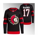 Men's Ottawa Senators #17 Zack MacEwen Black Premier Breakaway Stitched Jersey