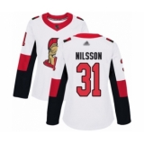 Women's Ottawa Senators #31 Anders Nilsson Authentic White Away Hockey Jersey