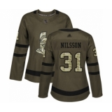 Women's Ottawa Senators #31 Anders Nilsson Authentic Green Salute to Service Hockey Jersey