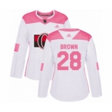 Women's Ottawa Senators #28 Connor Brown Authentic White Pink Fashion Hockey Jersey
