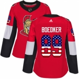 Women's Adidas Ottawa Senators #89 Mikkel Boedker Authentic Red USA Flag Fashion NHL Jersey
