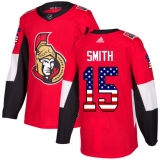 Men's Adidas Ottawa Senators #15 Zack Smith Authentic Red USA Flag Fashion NHL Jersey
