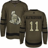 Men's Adidas Ottawa Senators #11 Daniel Alfredsson Premier Green Salute to Service NHL Jersey