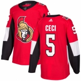 Men's Adidas Ottawa Senators #5 Cody Ceci Premier Red Home NHL Jersey