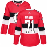 Women's Adidas Ottawa Senators #71 Gabriel Gagne Authentic Red 2017 100 Classic NHL Jersey
