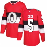 Men's Adidas Ottawa Senators #5 Cody Ceci Authentic Red 2017 100 Classic NHL Jersey