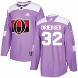 Men's Adidas Ottawa Senators #32 Chris Driedger Authentic Purple Fights Cancer Practice NHL Jersey