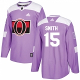 Youth Adidas Ottawa Senators #15 Zack Smith Authentic Purple Fights Cancer Practice NHL Jersey