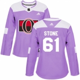 Women's Adidas Ottawa Senators #61 Mark Stone Authentic Purple Fights Cancer Practice NHL Jersey