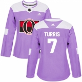 Women's Adidas Ottawa Senators #7 Kyle Turris Authentic Purple Fights Cancer Practice NHL Jersey
