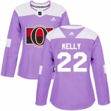 Women's Adidas Ottawa Senators #22 Chris Kelly Authentic Purple Fights Cancer Practice NHL Jersey