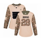 Women's Philadelphia Flyers #28 Chris Bigras Authentic Camo Veterans Day Practice Hockey Jersey