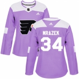 Women's Adidas Philadelphia Flyers #34 Petr Mrazek Authentic Purple Fights Cancer Practice NHL Jersey