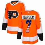Men's Adidas Philadelphia Flyers #7 Bill Barber Authentic Orange USA Flag Fashion NHL Jersey