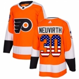 Men's Adidas Philadelphia Flyers #30 Michal Neuvirth Authentic Orange USA Flag Fashion NHL Jersey