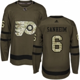 Youth Adidas Philadelphia Flyers #6 Travis Sanheim Premier Green Salute to Service NHL Jersey