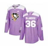 Men's Pittsburgh Penguins #36 Joseph Blandisi Authentic Purple Fights Cancer Practice Hockey Jersey