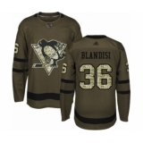 Men's Pittsburgh Penguins #36 Joseph Blandisi Authentic Green Salute to Service Hockey Jersey