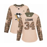 Women's Pittsburgh Penguins #34 Nathan Legare Authentic Camo Veterans Day Practice Hockey Jersey