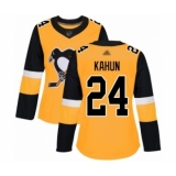Women's Pittsburgh Penguins #24 Dominik Kahun Authentic Gold Alternate Hockey Jersey
