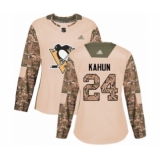 Women's Pittsburgh Penguins #24 Dominik Kahun Authentic Camo Veterans Day Practice Hockey Jersey