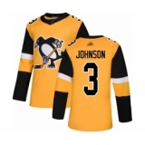 Youth Pittsburgh Penguins #3 Jack Johnson Authentic Gold Alternate Hockey Jersey