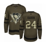 Youth Pittsburgh Penguins #24 Dominik Kahun Authentic Green Salute to Service Hockey Jersey