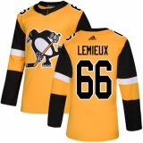 Men's Adidas Pittsburgh Penguins #66 Mario Lemieux Premier Gold Alternate NHL Jersey