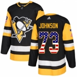 Men's Adidas Pittsburgh Penguins #73 Jack Johnson Authentic Black USA Flag Fashion NHL Jersey