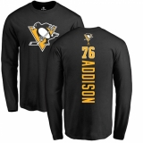 NHL Adidas Pittsburgh Penguins #76 Calen Addison Black Backer Long Sleeve T-Shirt