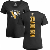 NHL Women's Adidas Pittsburgh Penguins #76 Calen Addison Black Backer T-Shirt