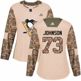 Women's Adidas Pittsburgh Penguins #73 Jack Johnson Authentic Camo Veterans Day Practice NHL Jersey