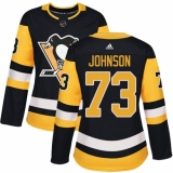 Women's Adidas Pittsburgh Penguins #73 Jack Johnson Authentic Black Home NHL Jersey