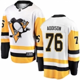 Youth Pittsburgh Penguins #76 Calen Addison Authentic White Away Fanatics Branded Breakaway NHL Jersey
