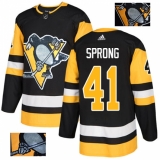 Men's Adidas Pittsburgh Penguins #41 Daniel Sprong Authentic Black Fashion Gold NHL Jersey