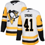 Youth Adidas Pittsburgh Penguins #41 Daniel Sprong Authentic White Away NHL Jersey