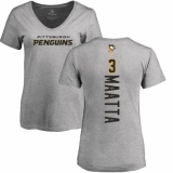 NHL Women's Adidas Pittsburgh Penguins #3 Olli Maatta Ash Backer T-Shirt