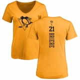 NHL Women's Adidas Pittsburgh Penguins #21 Michel Briere Gold One Color Backer T-Shirt
