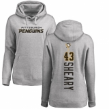 NHL Women's Adidas Pittsburgh Penguins #43 Conor Sheary Ash Backer Pullover Hoodie