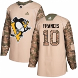 Youth Adidas Pittsburgh Penguins #10 Ron Francis Authentic Camo Veterans Day Practice NHL Jersey