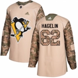 Men's Adidas Pittsburgh Penguins #62 Carl Hagelin Authentic Camo Veterans Day Practice NHL Jersey