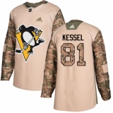 Youth Adidas Pittsburgh Penguins #81 Phil Kessel Authentic Camo Veterans Day Practice NHL Jersey