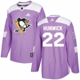 Men's Adidas Pittsburgh Penguins #22 Matt Hunwick Authentic Purple Fights Cancer Practice NHL Jersey