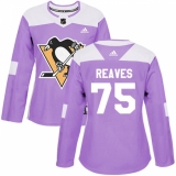 Women's Adidas Pittsburgh Penguins #75 Ryan Reaves Authentic Purple Fights Cancer Practice NHL Jersey