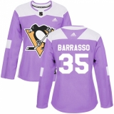 Women's Adidas Pittsburgh Penguins #35 Tom Barrasso Authentic Purple Fights Cancer Practice NHL Jersey